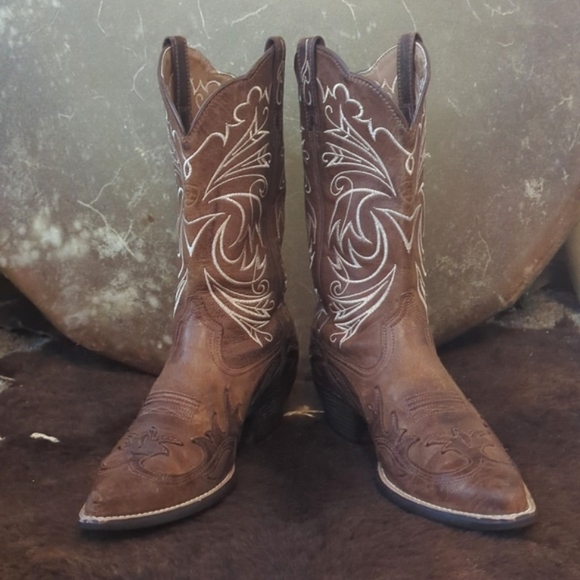 ARIAT "Heritage Western J Toe Wingtip" style 10005920 cowgirl boots sz 7.5 B euc - Picture 5 of 16